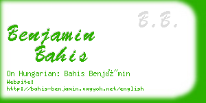 benjamin bahis business card